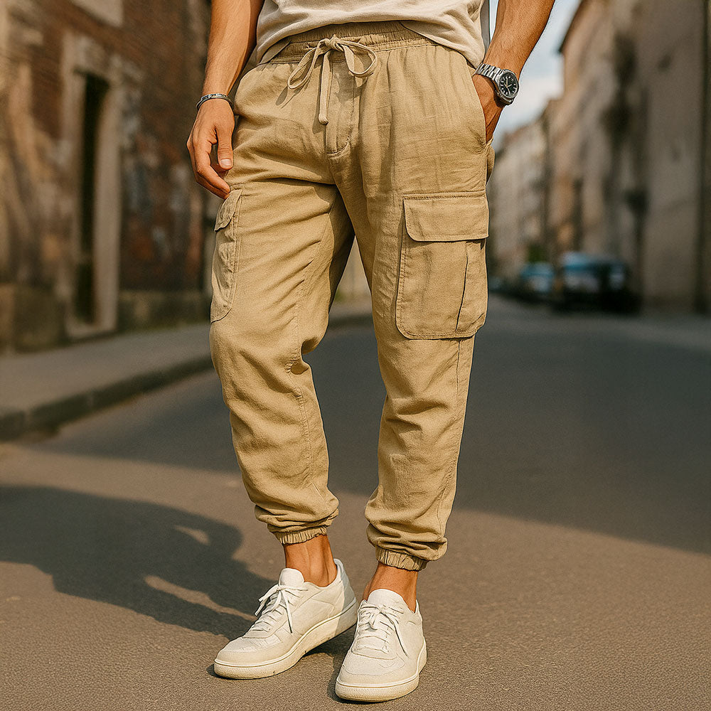 Linen Cargo Joggers