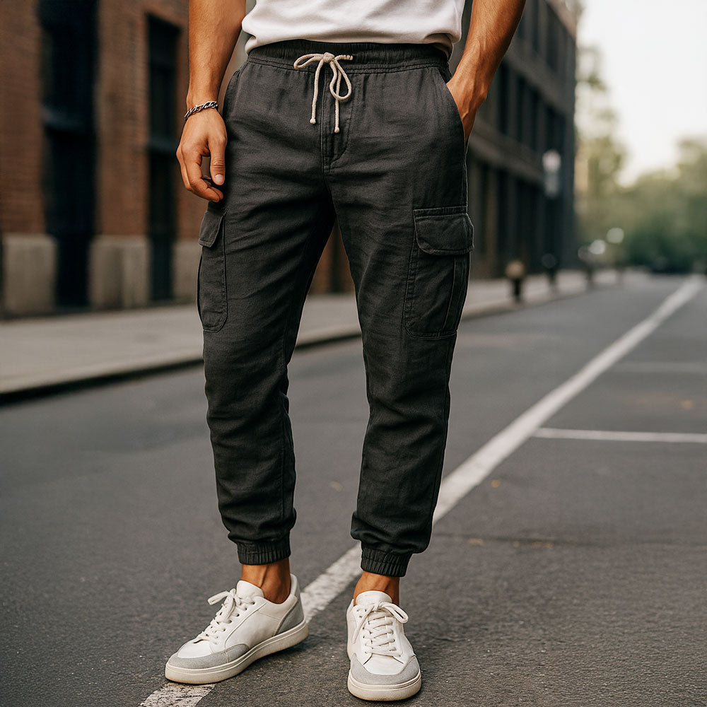 Linen Cargo Joggers