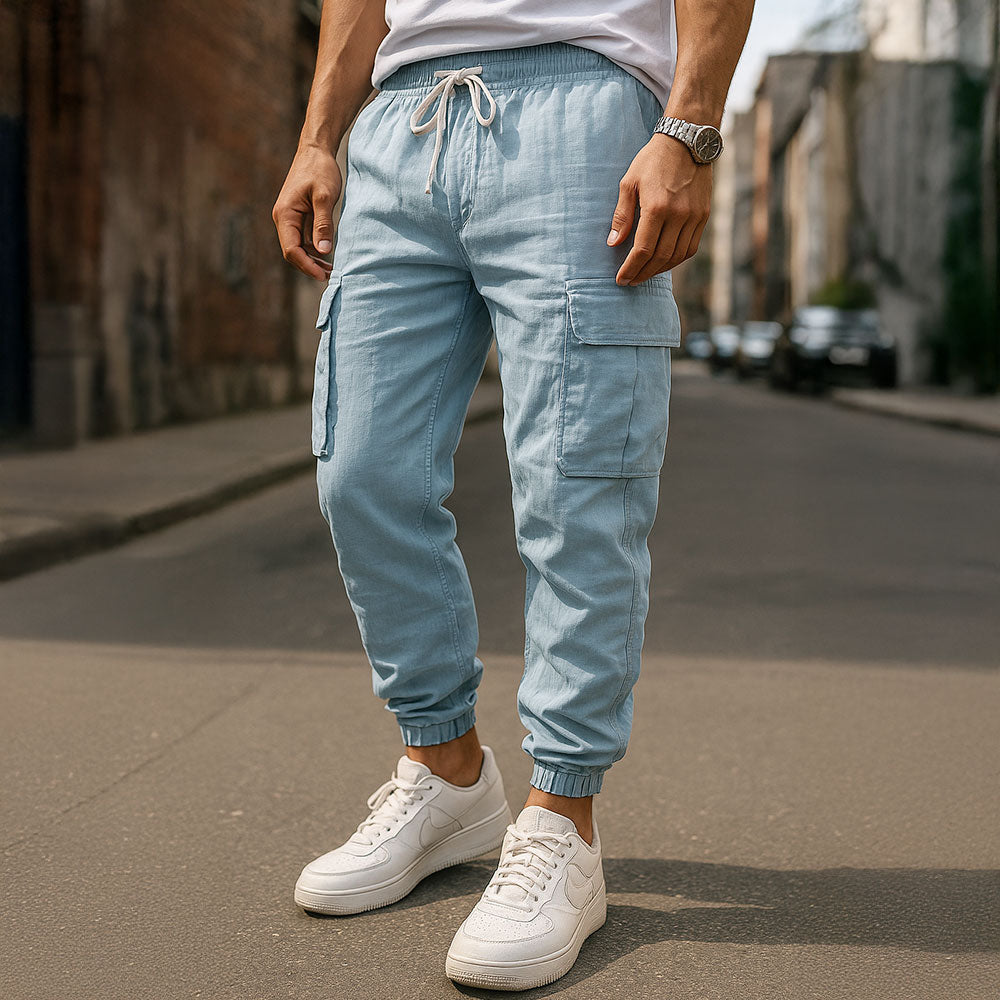 Linen Cargo Joggers