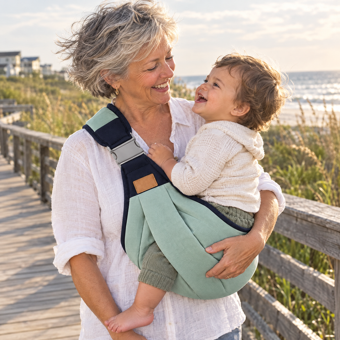 Customer photo: grandmother on a boardwalk with her grandson