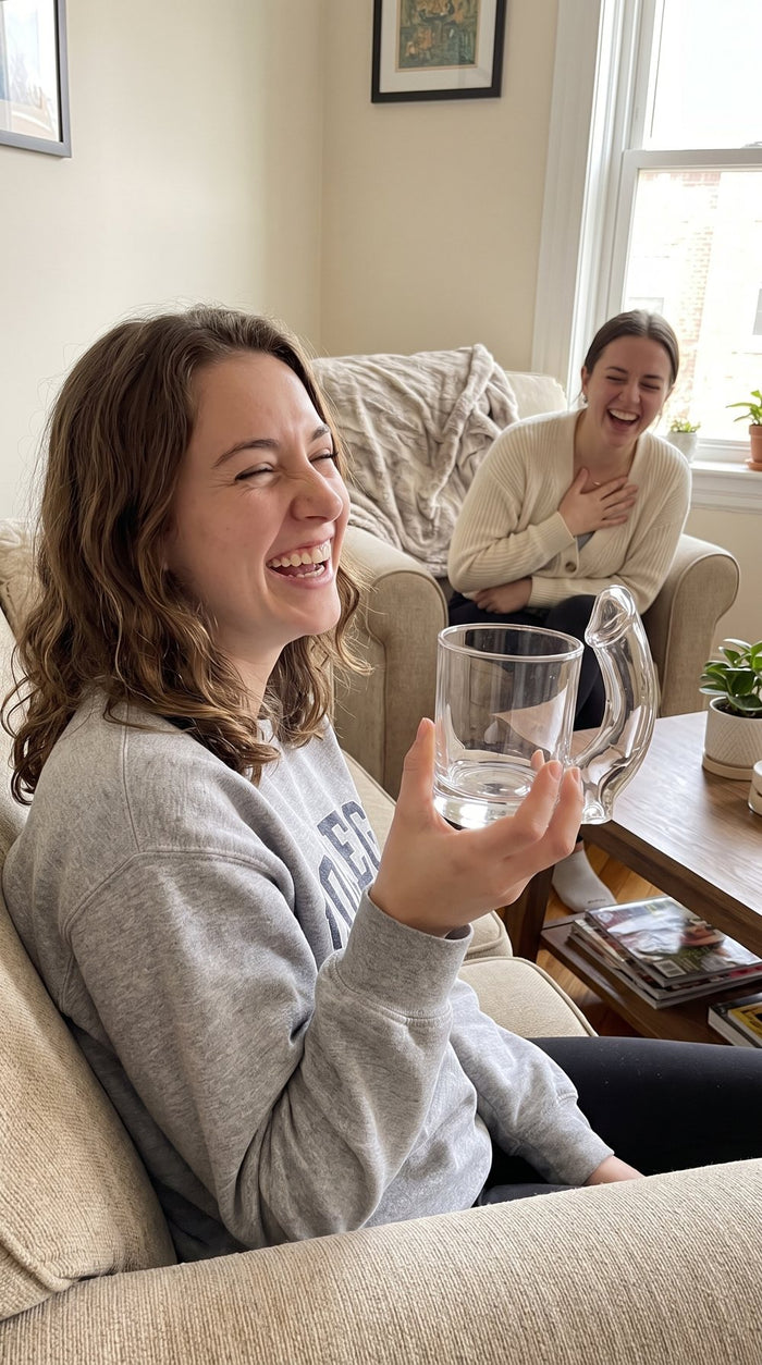 Customer photo: friends laughing with the glass