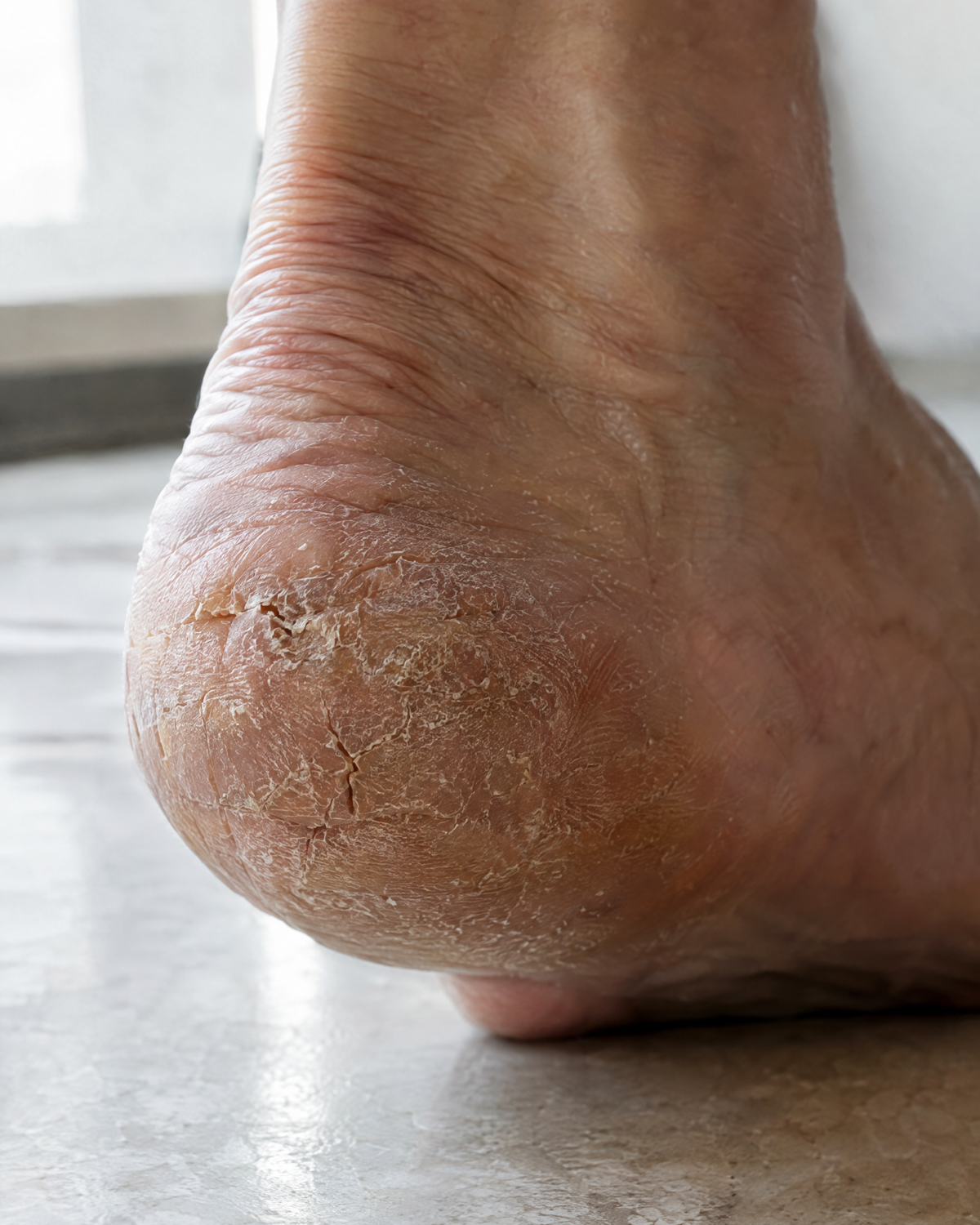 Rough, cracked heel before