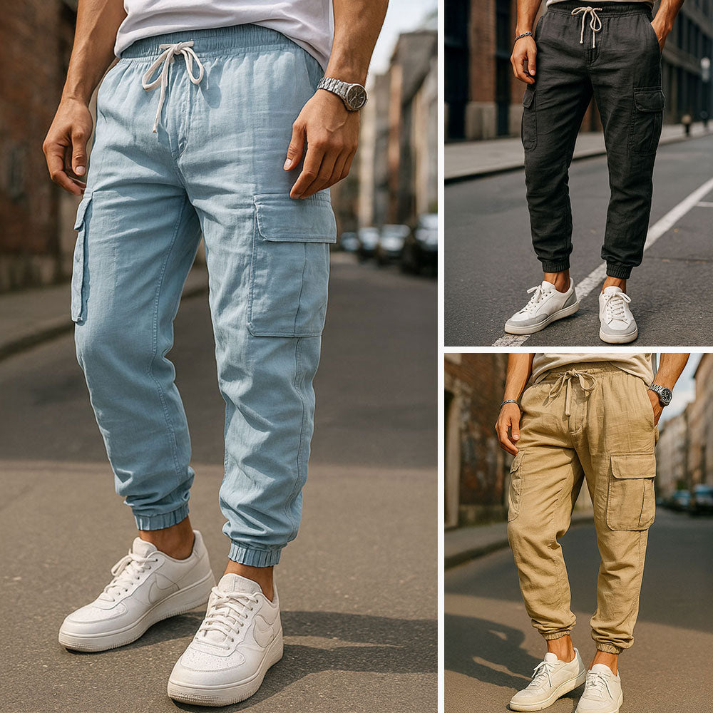 Linen Cargo Joggers