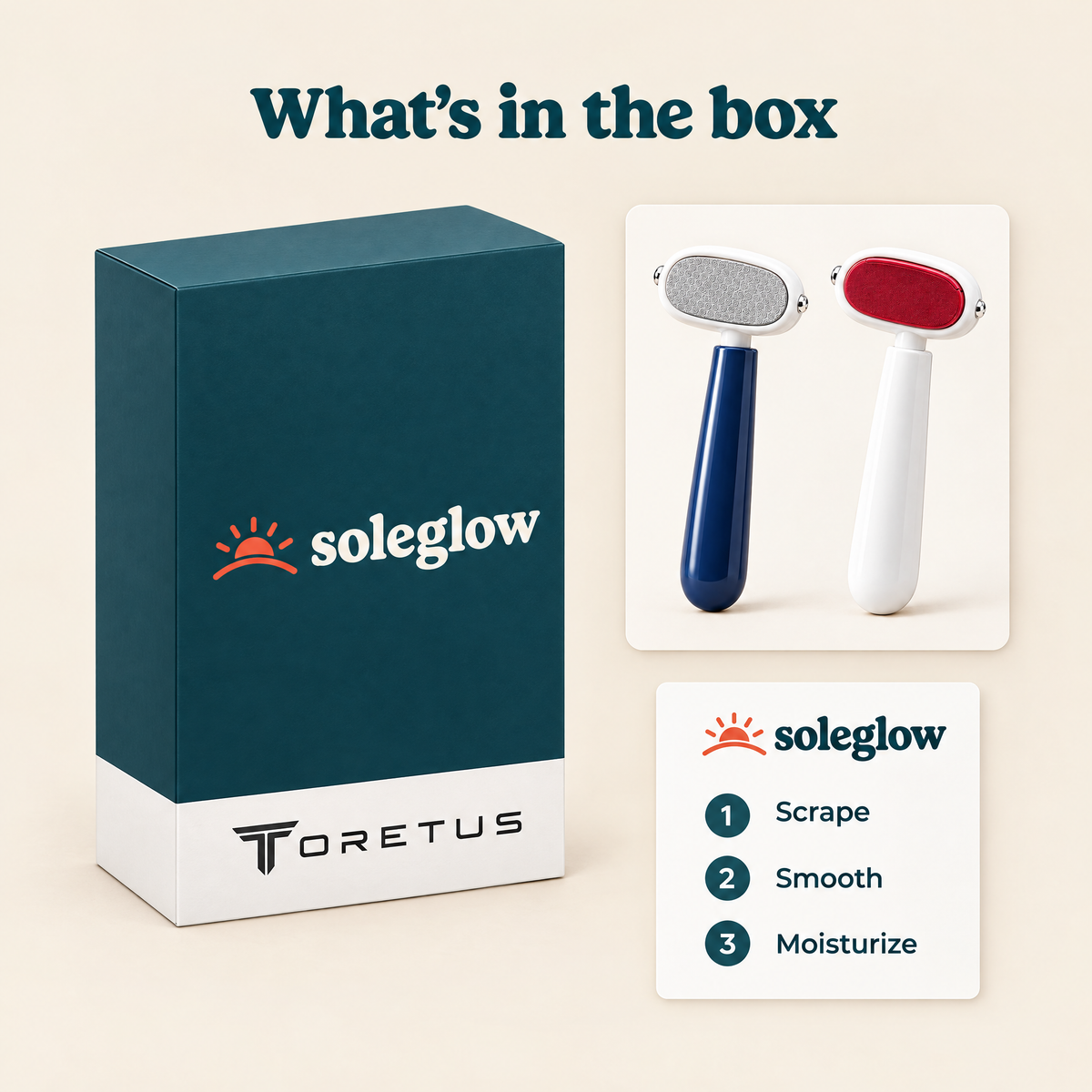 What's in the Soleglow box: scraper in Navy and White