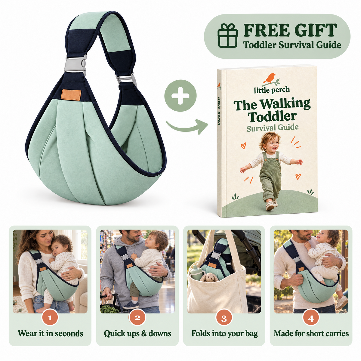 1 carrier plus a free gift: The Walking Toddler Survival Guide