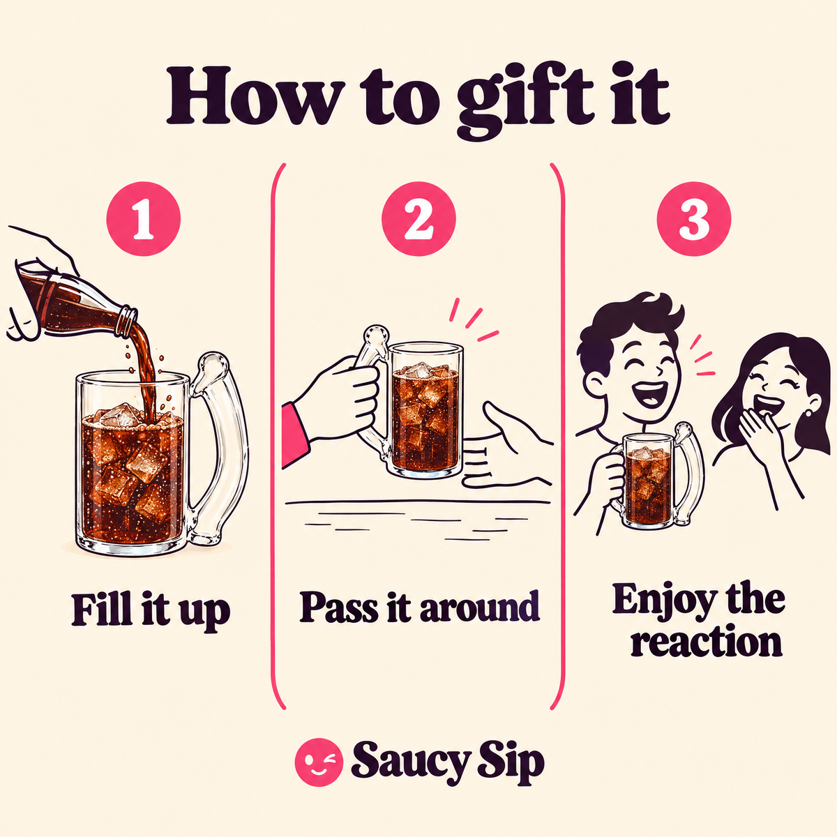 Saucy Sip glass being poured