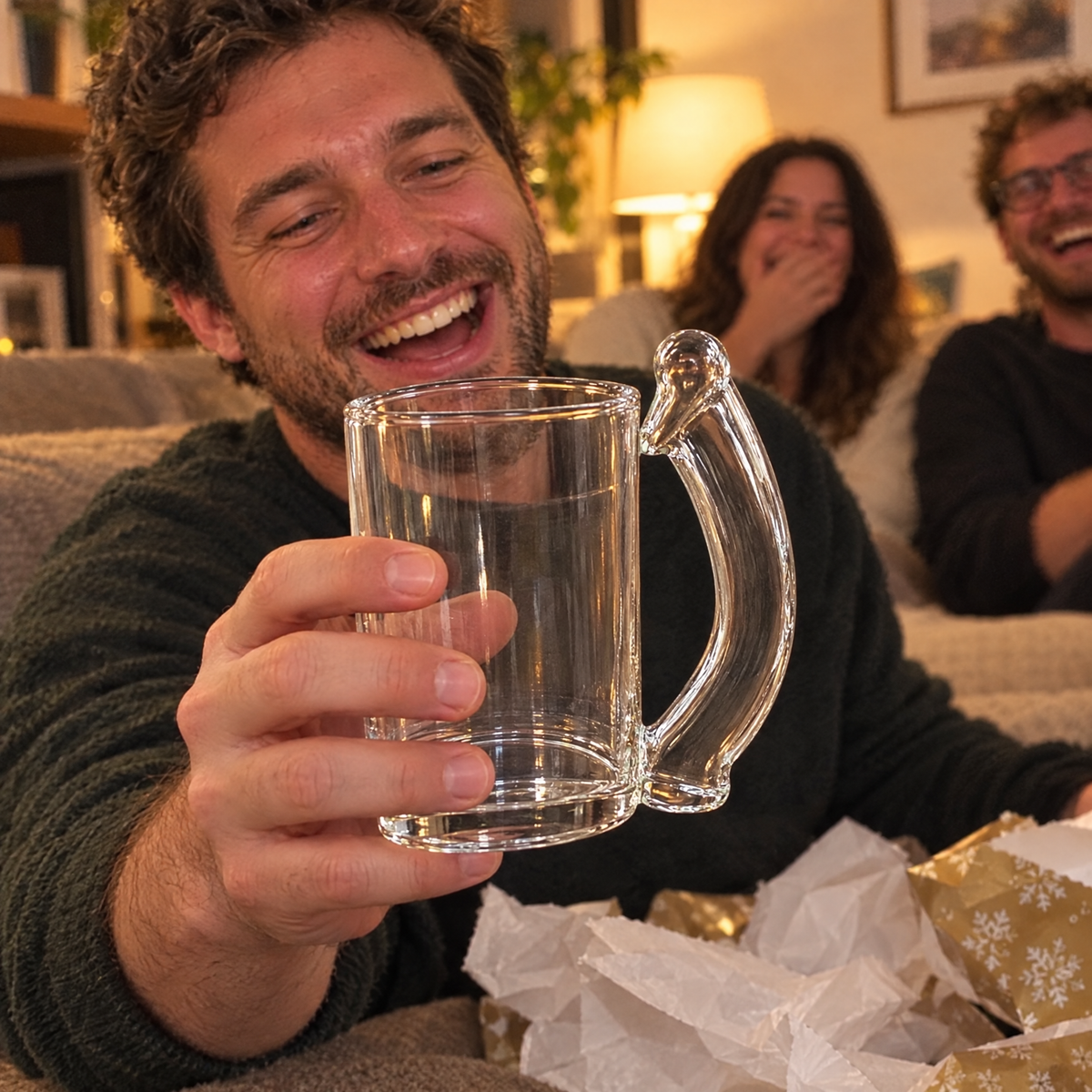 Saucy Sip glass at a party