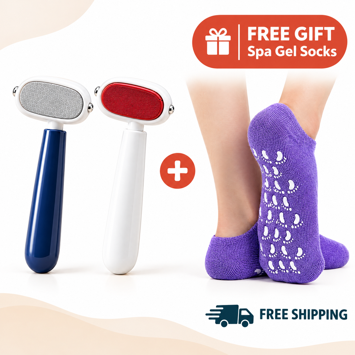 Buy 2 Soleglow foot scrapers with free spa gel socks