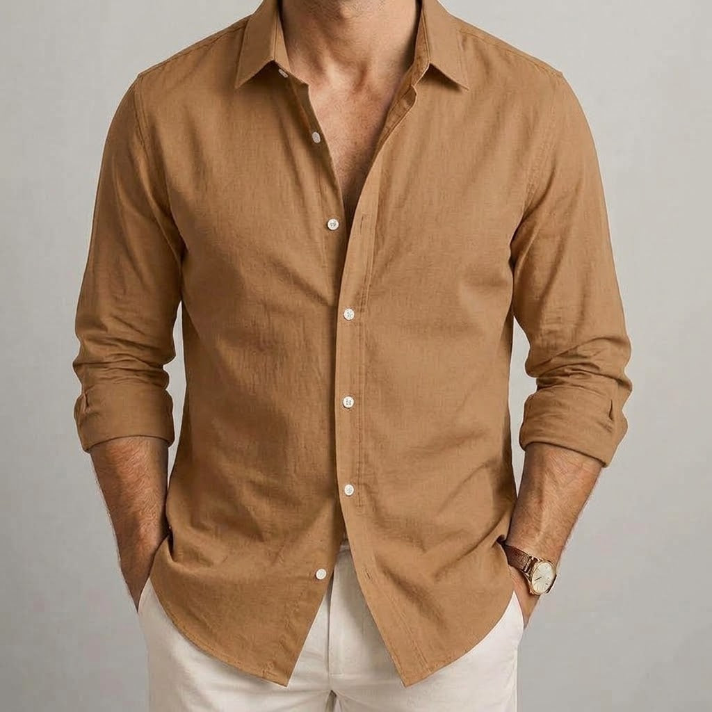 Pure Linen Shirt 2027 - Khaki